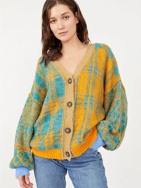 FREE PEOPLE Plaid Cardigan